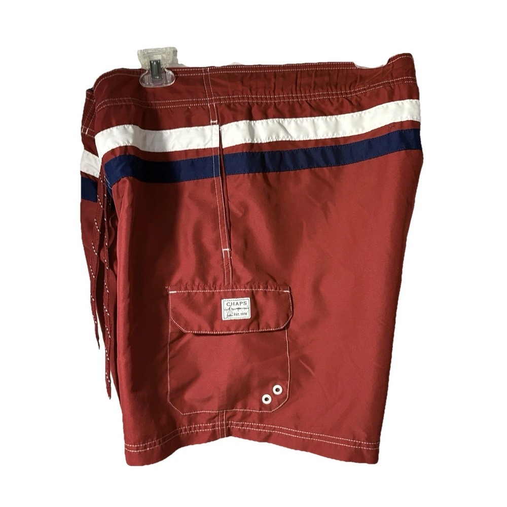 CHAPS Red White & Blue Stripe Mesh Lined Swim Trunks Mens Size XL Vtg Classic - Picture 3 of 13
